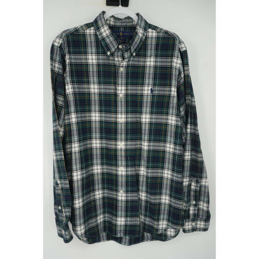 Ralph Lauren‎ Shirt Green Plaid Classic Fit Performance Button Down Men's Large